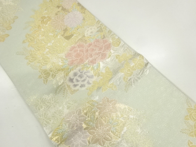 JAPANESE KIMONO / FUKURO OBI / WOVEN PEONY & KIKU 